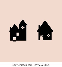icon rumah hitam putih  simple