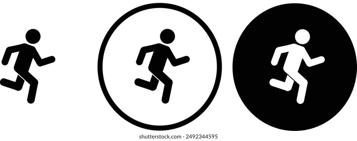 icon run black outline for web site design 
and mobile dark mode apps 
Vector illustration on a white background