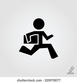 Icon of running businessman holding briefcase