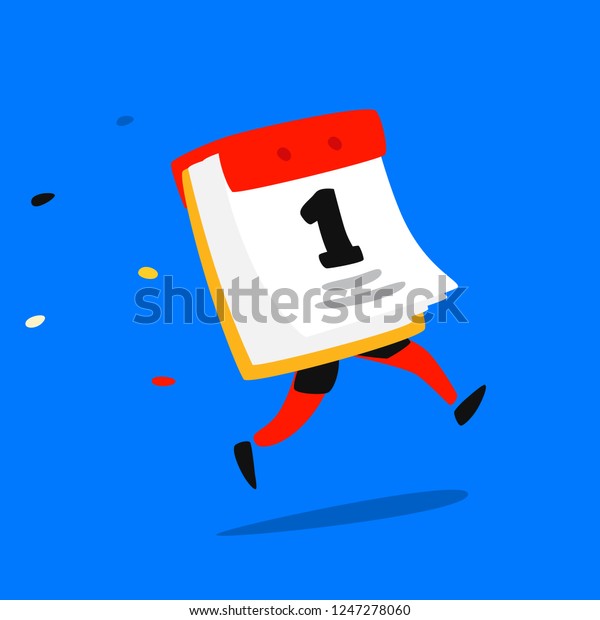 Icon\
running calendar. Vector. Logo. Funny illustration of a paper\
tear-off calendar. Cartoon badge, emblem for the company. Sticker\
and mascot for the store site. Mode of\
operation.