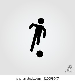 Icon of running football player silhouette with ball