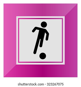 Icon of running football player silhouette with ball