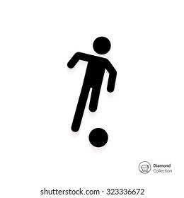 Icon of running football player silhouette with ball
