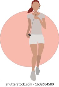 Icon of a running girl in headphones. Vector.