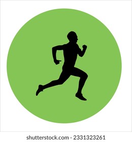 icon of a running man. Vector on white background