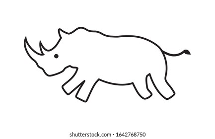 Icon Of The Running Rhino. Vector Illustration.