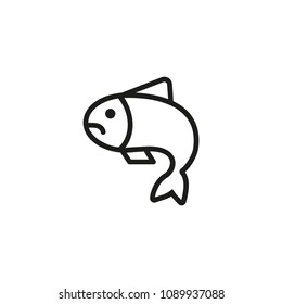 Icon of sad fish. Aquarium, diet, nutrition.  Seafood concept. Can be used for topics like healthy eating, cooking, zoology