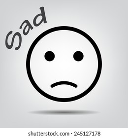 Icon sad grey background,vector eps10