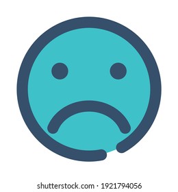 icon sad using filled line style and blue color