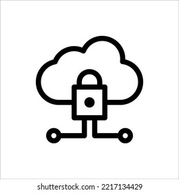 Icon Safe, Cloud Computing, Outline, Flat Icon Logo Illustration Vector Isolated. Suitable for Web Design, Logo, App. 