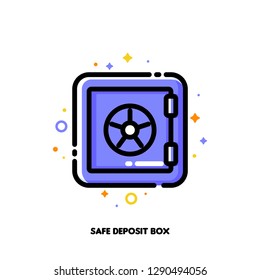 Icon of safe deposit box for banking concept. Flat filled outline style. Pixel perfect 64x64. Editable stroke