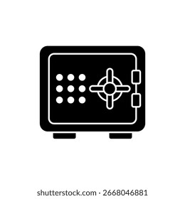 Icono de una caja fuerte, aislado contra un fondo limpio.