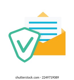 Icono de seguridad para correo electrónico, protección y cortafuegos, comunicación segura. Vector de cortafuegos de seguridad a la conexión y protección de Internet, correo electrónico de seguridad de la computadora, tecnología de ilustración segura de iconos