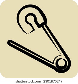 Icon Safety Pin. suitable for education symbol. hand drawn style. simple design editable. design template