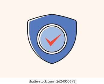 Icon safety shield check mark perspective . Blue symbol security safety icon. in minimalistic style. vector illustration. white background