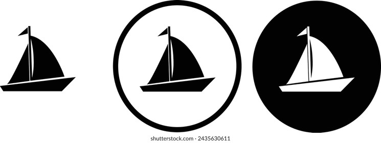 icon sail boat black outline for web site design 
and mobile dark mode apps 
Vector illustration on a white background