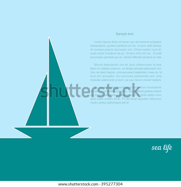 Icon Sailboat On Blue Background Poster Stock Vector Royalty Free