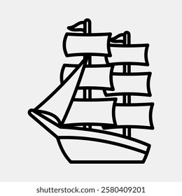 Icon sailing boat. Traditional tattoo elements. Icon in line style.