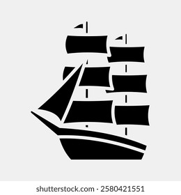Icon sailing boat. Traditional tattoo elements. Icon in glyph style.