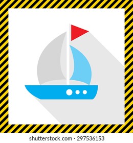 Icon of sailing ship with triangle flag