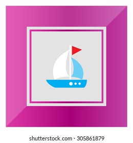 Icon of sailing ship with triangle flag