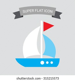 Icon of sailing ship with triangle flag
