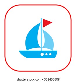 Icon of sailing ship with triangle flag