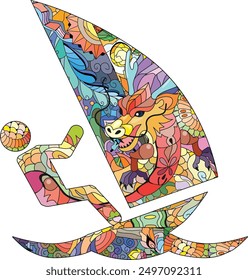 Icon SAILING in the style of abstract hand drawing.