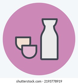 Icon Sake. suitable for Japanese symbol. color mate style. simple design editable. design template vector. simple illustration