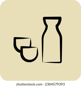 Icon Sake. suitable for Japanese symbol. hand drawn style. simple design editable. design template