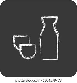 Icon Sake. suitable for Japanese symbol. chalk Style. simple design editable. design template vector