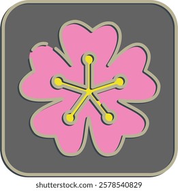 Icon sakura. Beautiful flowers elements. Icon in embossed style.