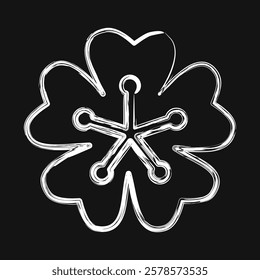 Icon sakura. Beautiful flowers elements. Icon in chalk style.