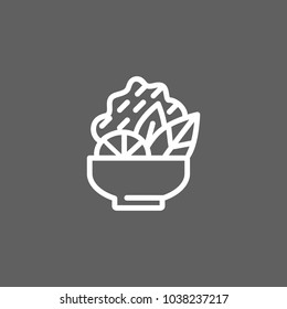 Icon of salad. Bawl, vegetable, cold dish. Food and restaurant concept. Can be used for topics like cooking, restaurant, healthy food.