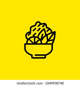 Icon of salad. Bawl, vegetable, cold dish. Food and restaurant concept. Can be used for topics like cooking, restaurant, healthy food.