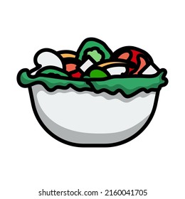Icon Of Salad In Plate. Editable Bold Outline With Color Fill Design. Vector Illustration.
