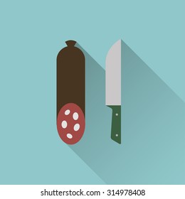 icon of salami with knife