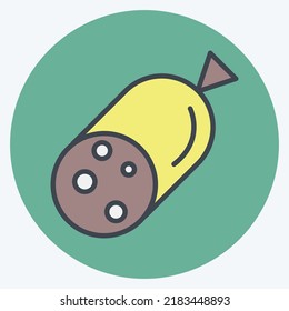 Symbol Salami. geeignet für Fleisch. Farbpaarstil. einfaches Design bearbeitbar. Designvorlage, Vektor. einfache Abbildung