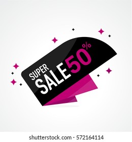 Icon Sale and special offer. 50% off. Vector illustration.Theme color.