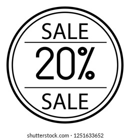 Icon sales with percent on a white background. 20