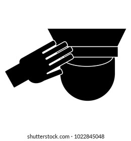 Icon of a saluting serviceman. Vector illustration
