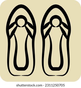 Icon Sandals. related to Hawaii symbol. hand drawn style. simple design editable. vector