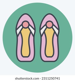 Icon Sandals. related to Hawaii symbol. color mate style. simple design editable. vector