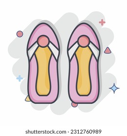 Icon Sandals. related to Hawaii symbol. comic style. simple design editable. vector