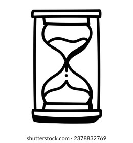 Un icono del cristal de arena en el diseño de doodle lineal 