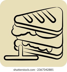 Icon Sandwich. related to Breakfast symbol. hand drawn style. simple design editable. simple illustration