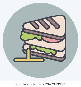 Icon Sandwich. related to Breakfast symbol. color mate style. simple design editable. simple illustration