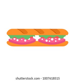 Icon sandwich with salami and fresh vegetables