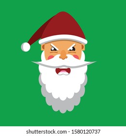 icon santa claus design flat. merry christmas. card template. illustration background. emot angry vector
