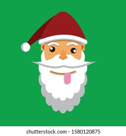 icon santa claus design flat. merry christmas. card template. illustration background. emot joke vector